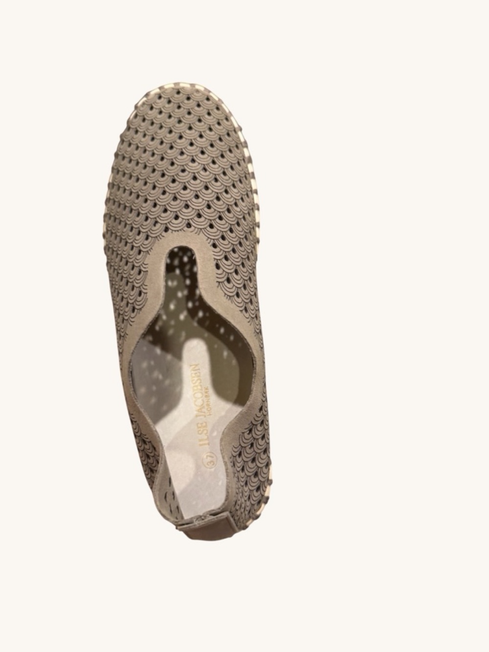 Ilse Jacobsen Taupe Laser-Cut Slip-On Loafer